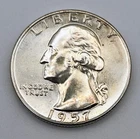 1957-D Washington Silver Quarter AU UNC Toned Denver Mint 90%