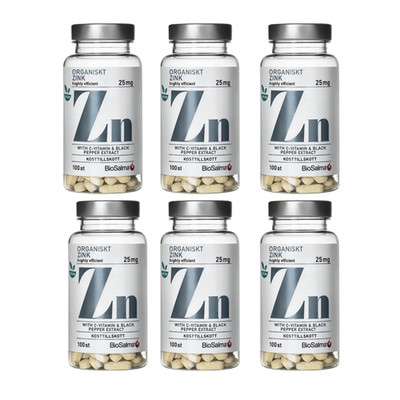6x BioSalma Zinc 25mg 100 Tablets Zinc Citrate  Vitamin C BioPerine Black Pepper