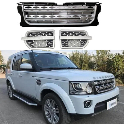 3pcs Silver Front Grille Bumper Side Vent for LR Discovery 4 2014-2016 LR4
