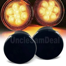 FOR 07-18 JK JEEP WRANGLER SMOKE LENS AMBER LED FRONT TURN SIGNAL LIGHTS PAIR