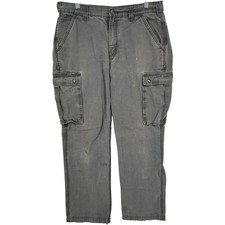 Men's Grey Carhartt Canvas Relaxed Fit Cargo Workwear Pants 34x32 act 34x30.5 