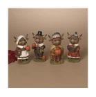 Gerson Fall Decor - Thanksgiving Pilgrim Highland Cow Figurines 4pc