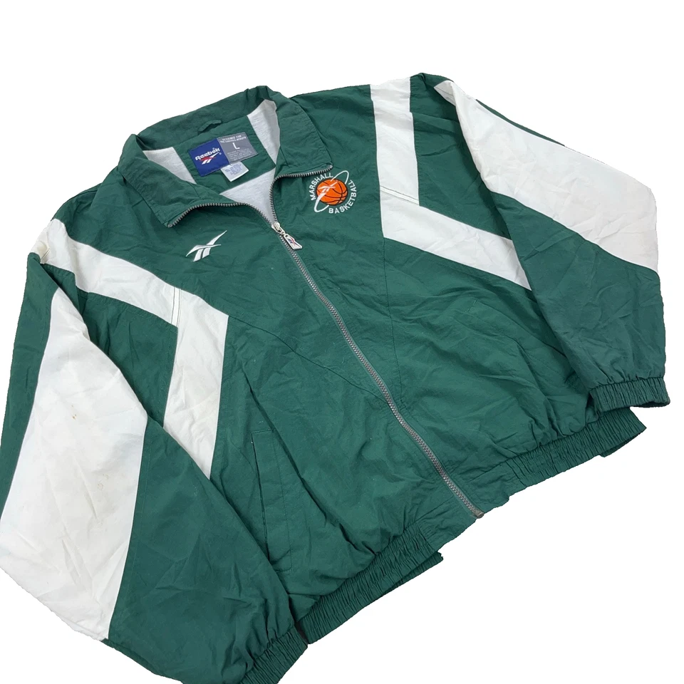Jaqueta Masculina Vintage Marshall Thundering Herd Grande Quebra-Vento Warm Up Anos 90 Reebok - Imagem 2 de 4