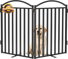 Metal Freestanding Dog Gates with Door, Outdoor Indoor Dog Fences, Extra Wide Fo