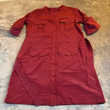 Express Burgundy Utility Style Button Front Dress Women's XS Long Sleeve Belted