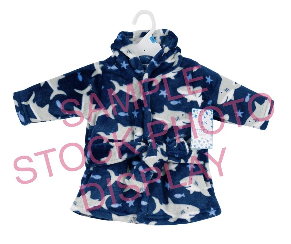 Albornoz con capucha tiburones felpa azul bebé niño Zak and Zoey, talla 0-9 m Foto 4 de 4