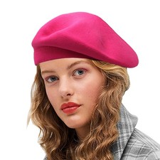 Cashmere Beret Hats for Women Girls, Reversible French Berets Hat Solid Color...