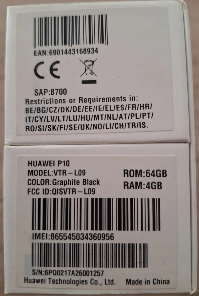 HUAWEI P10 VTR-L09 GRAPHITE BLACK SBLOCCATO - Immagine 3 di 3