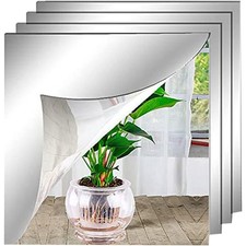 4PCS PLASTIC WALL MIRROR TILES ANTI-SHATTER SAFETY ACRYLIC PERSPEX SHEET 30*30CM
