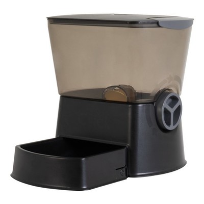Nano Click Manual Pet Feeder Dry Dog Food Storage Black Up To 5 lb