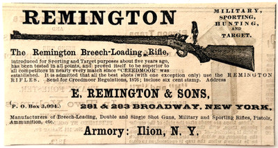 1876 Remington Breech Loading Rifle Advertisement Centennial Year Armory Ilion