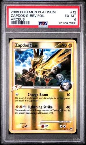 2009 POKEMON PLATINUM ARCEUS ZAPDOS G #12 REVERSE FOIL PSA 6 EX #121247900