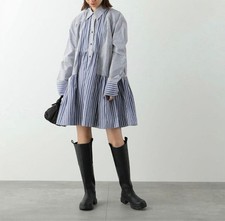 GANNI Striped Shirt Dress Size M Blue All-Season Cute Design