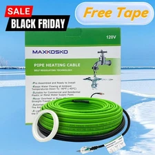 MAXKOSKO Heat Tape for Water Pipes, Self-Regulating Heating Cable 120V