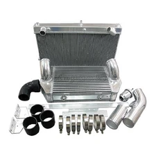 Intercooler Radiator 26x17x6.5 V-Mount kit For 92-02 RX7 FD Turbo Black Hose 