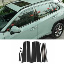 For Toyota RAV4 2019-24 Black Steel Car Door Window Pillar Posts Cover Trim