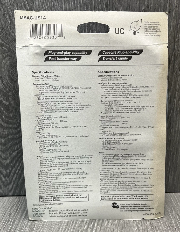 Sony USB Interface Card Reader for Memory Stick - PC/Mac (MSAC-US1) - Image 4 of 4