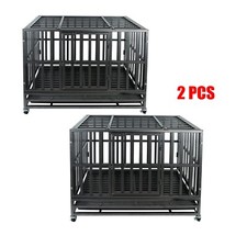 Heavy Duty Dog Kennel Pet Iron Crate Cage 37 inch 2 PCS