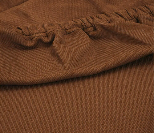 Housses de canapé et fauteuil marrons en tissu