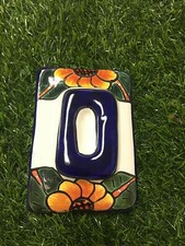 Mexican Talavera handmade and painted house number tile 0 6 OR 7