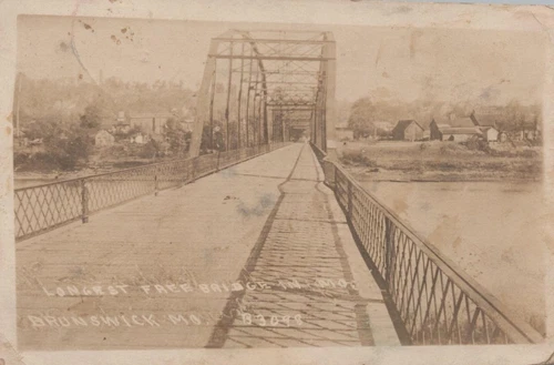 1912 RPPC Longest Free Bridge in Missouri Brunswick Real Photo Postcard