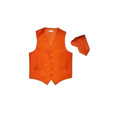 New Men's Tuxedo Vest Waistcoat Vertical Stripes Necktie formal party Orange