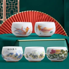 Exquisite Painted White Ceramic Teacups Master Tea Bowl Kung Fu Tea Ceramic Cup