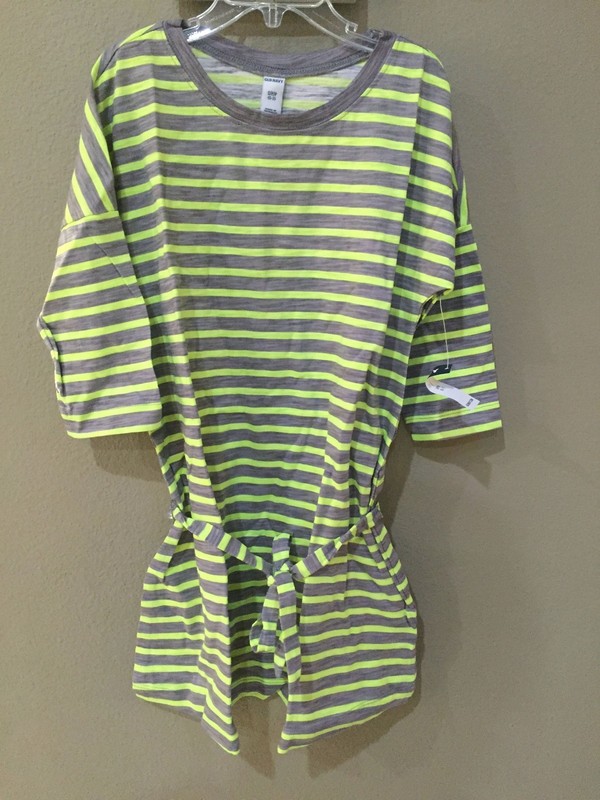 NEW Old navy Striped Dress Size 6 7  44.95 girls green gray white