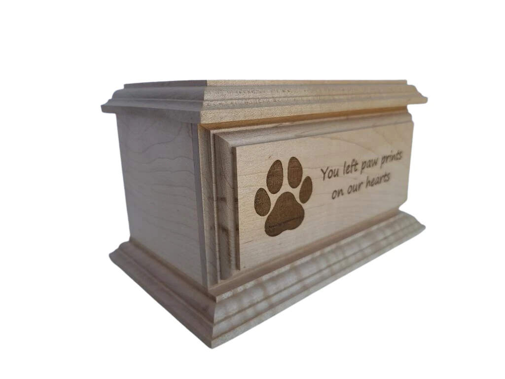 Wood Cremation Urn Wooden Urns Engraved Medium Soft Maple Pet