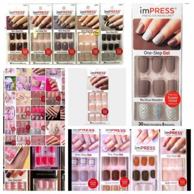 imPRESS Gel & Reg Press-on Manicure Nails 24 & 30 Nail W/accents CHOOSE Style 