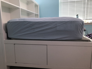 White Twin Bed With Bookshelf And Storage Drawers Solid Wood Raymour Flanigan Ebay