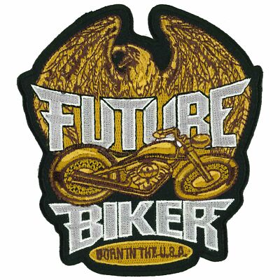 FUTURE BIKER Born In USA High Thread Heat Sealed Backing Sew Iron On Patch, 4.5''