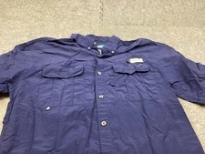 Magellan Shirt Mens Medium Blue Relax Fit Fish Gear Moisture Wick Vented