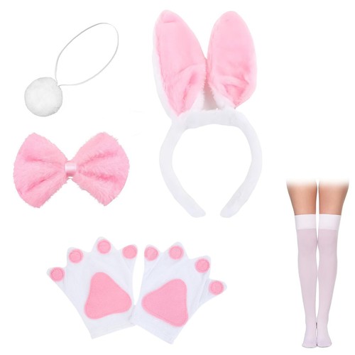 Beipegin Lot de 6 costumes de lapin de Pâques pour femme avec nez tutu, oreilles de lapin, bandeau, queue et gants de pattes