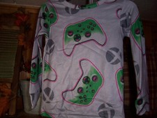 XBOX BOYS 2 PIECE SLEEP PAJAMA SET SIZE 4 GRAY GREEN GAMING THEME LONG SLEEVE