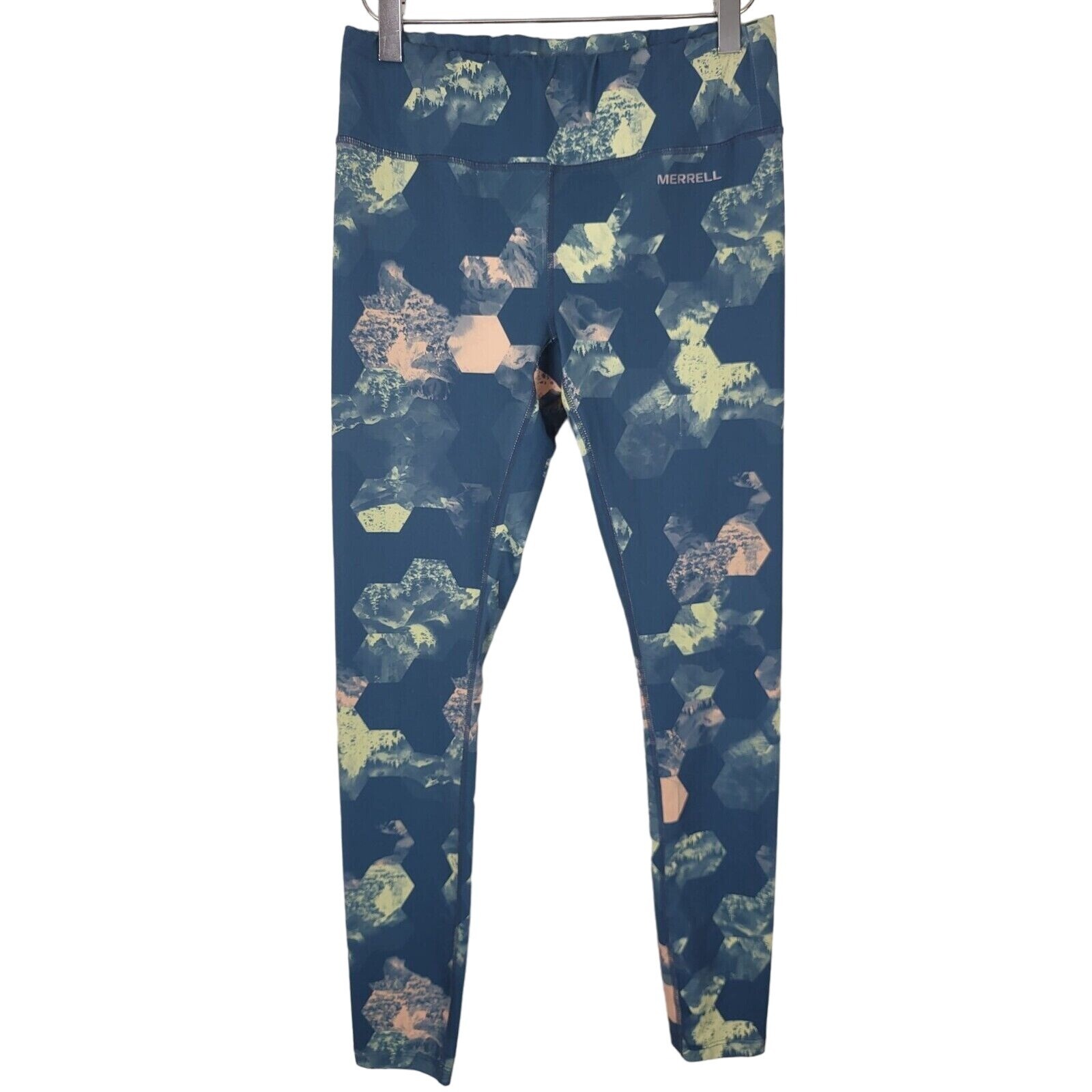 Leggings Merrell Athletic Sm Donna Blu Geometrici Magri Gamba Pull On Athleisure