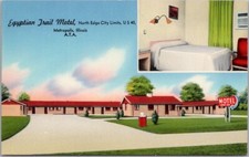 1950s METROPOLIS, Illinois Postcard EGYPTIAN TRAIL MOTEL Highway 45 Roadside