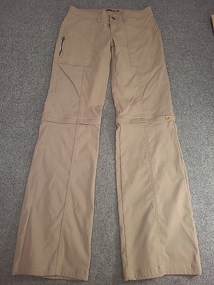 Prana Pants Womens 4 Tall 4x33 Khaki Monarch Convertible Zip Off Shorts 4x15 - Image 2 of 4