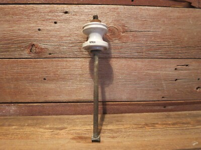 VINTAGE WHITE PORCELAIN INSULATOR w/ METAL Rod Decor, Man Cave, Barn, Patio!