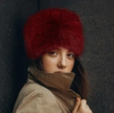 Women's Winter Russian Fluffy Faux Fur  Hat Thick Cap BURGANDY