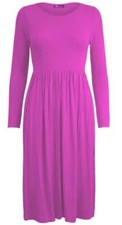Women Frankie Swing Dress Flared Skater Jersey Long Sleeve UK Sizes 8-26.