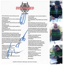 Disturbed Band Signed Liberate Lyrics Sheet COA Exact Proof Autographed