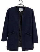 Carolina Belle Women's Long Sleeve Dark Blue And Black Open Front Blazer Size M