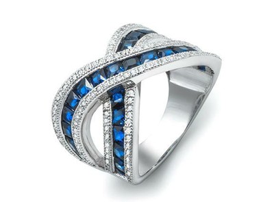Bague Femme Argent 925 Saphir Bleu Imitation Halo - Taille 7 à 14, Style Coussin