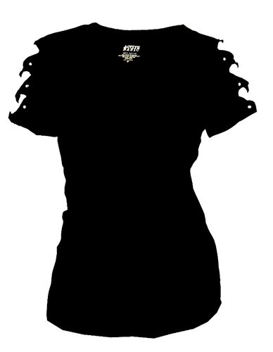 New Wide Angel Wings Women's Tops Rhinestone Shirt Ripped Slit Cut Out XS~4XL - Picture 2 of 3