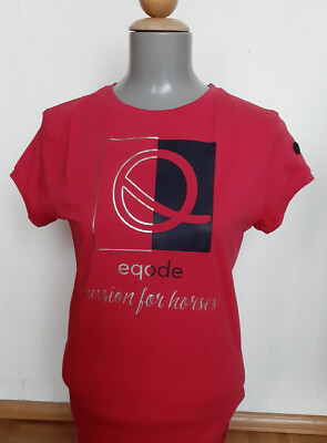 Damen Eqode( Equiline) T Shirt  Gr.L rosa/rot mit glänzendem Print