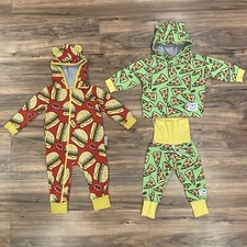  Set of 2 Purl Lamb Size 12/18 Months Food Pajamas Burgers  Pizza - EXCELLENT 