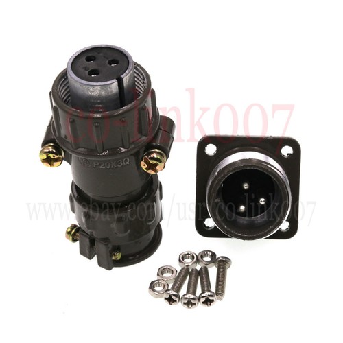 P20 3 pin Plug Socket Panel Mount Aviation Servo Motor Connector - Picture 6 of 7
