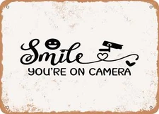 METAL SIGN - Smile You're On Camera - Vintage Look Sign