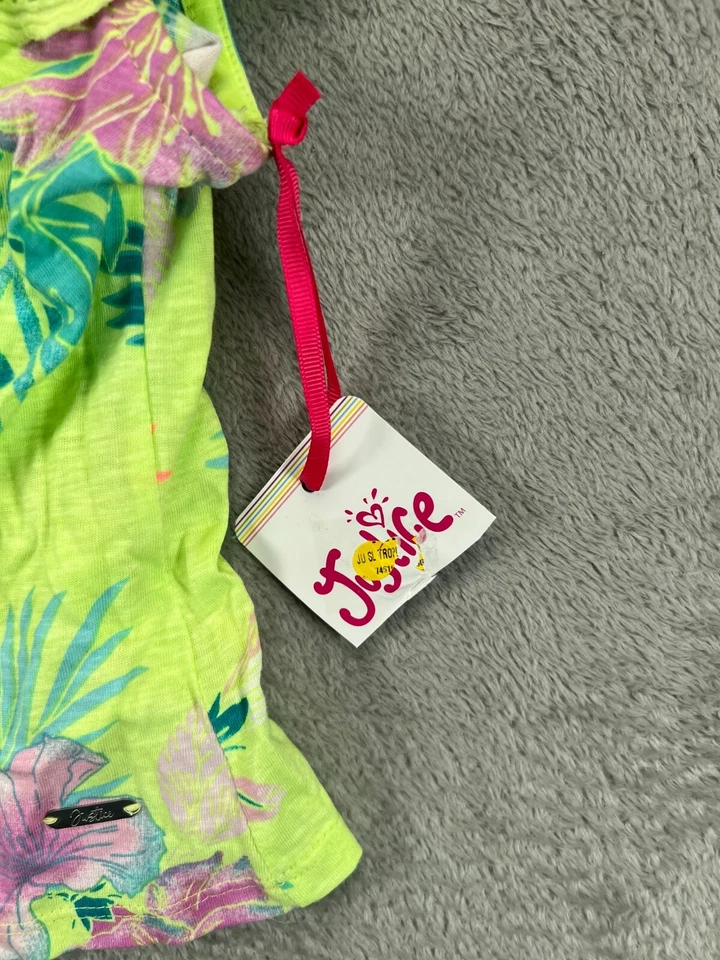 NWT Justice Small Top Small Girl 7/8 Hawaiian Green Floral Eyelet Collar Flutter - Image 3 of 4